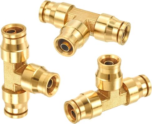 PATIKIL 3/8 Tee Union Push to Connect Fittings 3/8" OD DOT Air Fittings تركيبات خط فرامل الهواء النحاسية تدفع في تركيبات الاتحاد للشاحنات والمقطورات وورش العمل الصناعية (3 عبوات) in Kuwait
