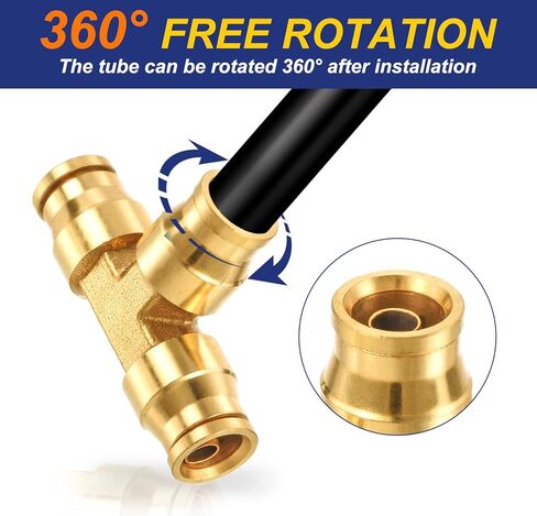 PATIKIL 3/8 Tee Union Push to Connect Fittings 3/8" OD DOT Air Fittings تركيبات خط فرامل الهواء النحاسية تدفع في تركيبات الاتحاد للشاحنات والمقطورات وورش العمل الصناعية (3 عبوات) in Kuwait