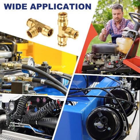 PATIKIL 3/8 Tee Union Push to Connect Fittings 3/8" OD DOT Air Fittings تركيبات خط فرامل الهواء النحاسية تدفع في تركيبات الاتحاد للشاحنات والمقطورات وورش العمل الصناعية (3 عبوات) in Kuwait