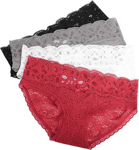 SPFAS Womens Panties Lace Sexy Underwear Seamless Hipster Panties Bikini Briefs 4 Pack in Saudi Arabia