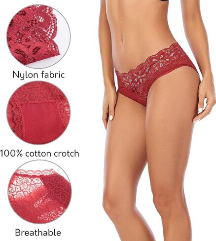 SPFAS Womens Panties Lace Sexy Underwear Seamless Hipster Panties Bikini Briefs 4 Pack in Saudi Arabia