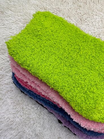 جوارب الشتاء النسائية الغامضة 3 أزواج من النعال الناعمة المريحة والمنفوشة والمقبض غير القابل للانزلاق من الألياف الدقيقة الشنيل in Kuwait