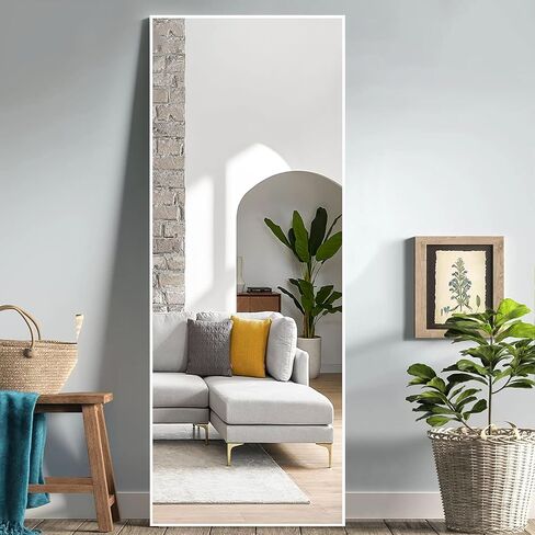 NeuType 59"x20" Full Length Mirror Floor Mirror with Standing Holder Bedroom Dressing Mirror Standing Hanging or Leaning Against Wall, White in Saudi Arabia