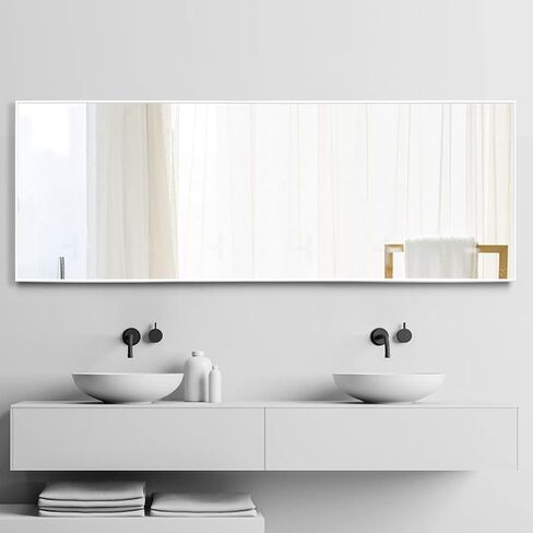 NeuType 59"x20" Full Length Mirror Floor Mirror with Standing Holder Bedroom Dressing Mirror Standing Hanging or Leaning Against Wall, White in Saudi Arabia