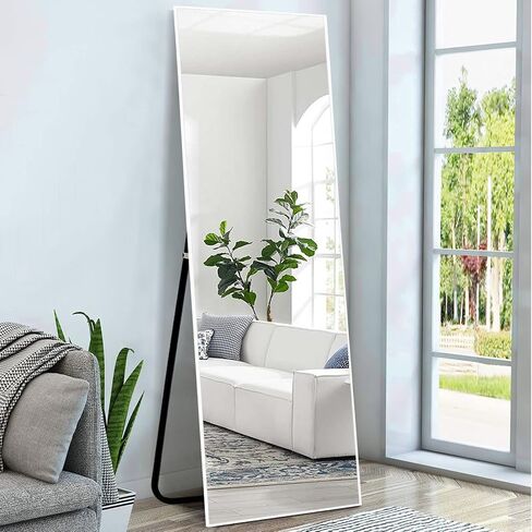 NeuType 59"x20" Full Length Mirror Floor Mirror with Standing Holder Bedroom Dressing Mirror Standing Hanging or Leaning Against Wall, White in Saudi Arabia