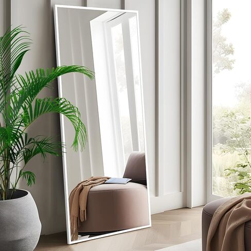 NeuType 59"x20" Full Length Mirror Floor Mirror with Standing Holder Bedroom Dressing Mirror Standing Hanging or Leaning Against Wall, White in Saudi Arabia