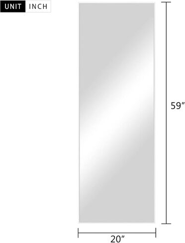 NeuType 59"x20" Full Length Mirror Floor Mirror with Standing Holder Bedroom Dressing Mirror Standing Hanging or Leaning Against Wall, White in Saudi Arabia