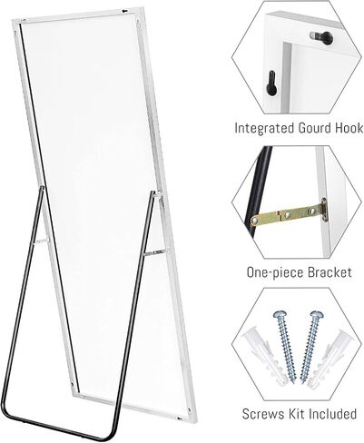 NeuType 59"x20" Full Length Mirror Floor Mirror with Standing Holder Bedroom Dressing Mirror Standing Hanging or Leaning Against Wall, White in Saudi Arabia
