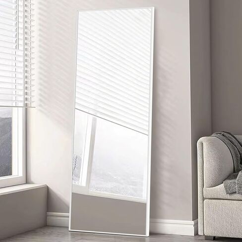NeuType 59"x20" Full Length Mirror Floor Mirror with Standing Holder Bedroom Dressing Mirror Standing Hanging or Leaning Against Wall, White in Saudi Arabia