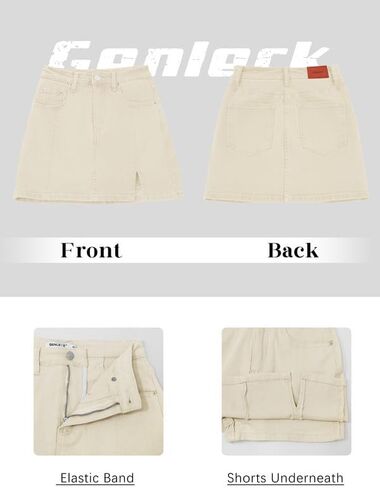 Genleck Stretch Jean Skirts for Women - Denim Skorts High Waisted Girls Teens Dressy Mini Jean Skirts with Shorts Underneath in Kuwait