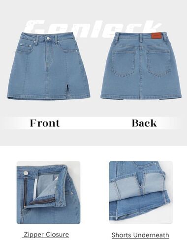Genleck Stretch Jean Skirts for Women - Denim Skorts High Waisted Girls Teens Dressy Mini Jean Skirts with Shorts Underneath in Saudi Arabia