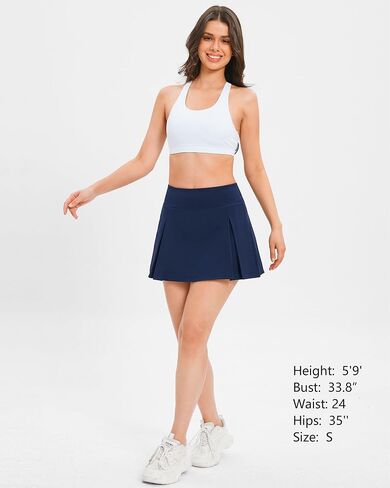 Stelle Women Tennis Skirt Inner Shorts Pleated Golf Athletic Skorts Pockets High Waisted Workout Running Pickleball Sports in Saudi Arabia