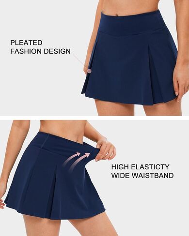 Stelle Women Tennis Skirt Inner Shorts Pleated Golf Athletic Skorts Pockets High Waisted Workout Running Pickleball Sports in Saudi Arabia