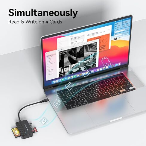قارئ بطاقات USB C، FEMORO CF SD TF MS قارئ بطاقات 4 في 1 قراءة متزامنة، USB نوع C فلاش مدمج قارئ بطاقات ذاكرة متعددة محول OTG للكمبيوتر iPhone 15 Mac Android iPad Camera Laptop PC in Saudi Arabia