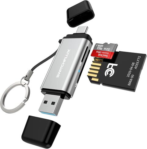 قارئ بطاقات SD من SWITCHFLUX، محول قارئ بطاقات الذاكرة عالي السرعة، محول بطاقة USB C USB 3.0 إلى Micro SD لـ SD/Micro SD/SDHC/SDXC/MMC متوافق مع MacBook Pro/Air، Galaxy، iPhone 15 Series in Kuwait