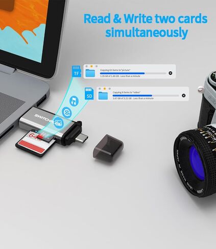 قارئ بطاقات SD من SWITCHFLUX، محول قارئ بطاقات الذاكرة عالي السرعة، محول بطاقة USB C USB 3.0 إلى Micro SD لـ SD/Micro SD/SDHC/SDXC/MMC متوافق مع MacBook Pro/Air، Galaxy، iPhone 15 Series in Kuwait