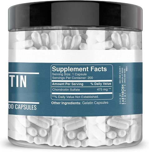 Earthborn Elements Chondroitin Sulfate 200 Capsules, Pure & Undiluted, No Additives in Saudi Arabia