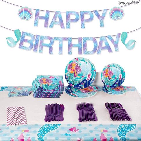 Mermaid Birthday Banner, Mermaid Party Supplies, Mermaid Happy Birthday Banner Favor Mermaid Theme Party Decoration Supplies in Saudi Arabia
