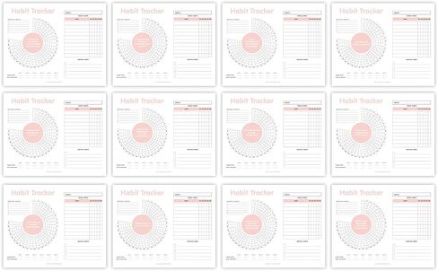 تقويم تعقب العادة - مخطط تتبع الأهداف اليومي والأسبوعي والشهري، مفكرة مجلة الأزهار مع ربط حلزوني وشماعة - قائمة المهام، غير مؤرخة 12 شهرًا، 8 × 10 بوصة - مجموعة Juccybe in Kuwait