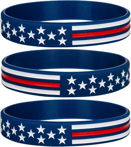 Sainstone Power of Faith Silicone Bracelets with American Flag Blue, Rubber Thin Red Line Wristbands Band Gifts for Men Women, Teens for American Patriots, Army and Sport Fans in Kuwait