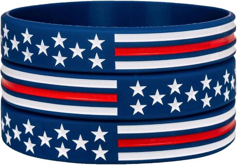 Sainstone Power of Faith Silicone Bracelets with American Flag Blue, Rubber Thin Red Line Wristbands Band Gifts for Men Women, Teens for American Patriots, Army and Sport Fans in Kuwait
