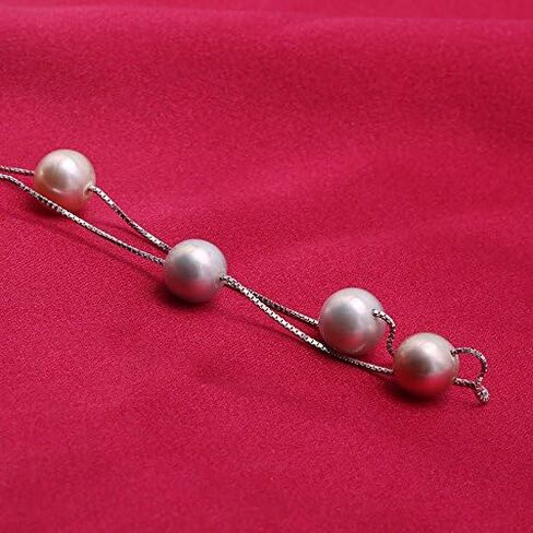 JYX بيرل فضة محطة قلادة AA + جودة 8 مللي متر ملون المياه العذبة مثقف اللؤلؤ قلادة 18" in Kuwait