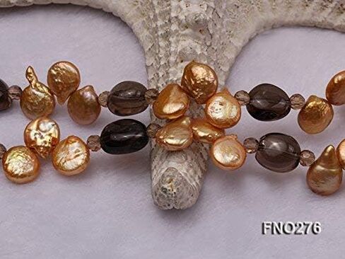 JYX 10x12mm عملة صفراء لؤلؤية كوارتز سموكي وقلادة كريستال صفراء in Kuwait