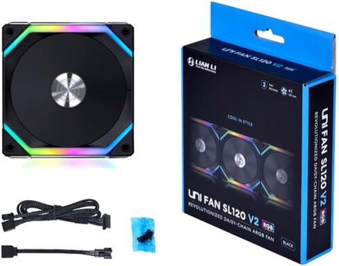 Lian Li UNI Fan SL V2 RGB Revolutionized Daisy-Chain ARGB Fan 120mm Single Pack Black SL120V2-1B in Saudi Arabia
