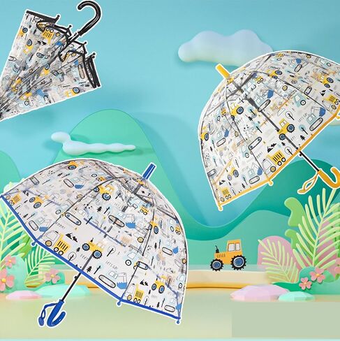 ThreeH Kids Clear Bubble Umbrella Transparent Umbrella with an Easy Grip Handle Children Rain Umbrella for Walking Safety in Saudi Arabia