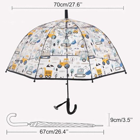 ThreeH Kids Clear Bubble Umbrella Transparent Umbrella with an Easy Grip Handle Children Rain Umbrella for Walking Safety in Kuwait