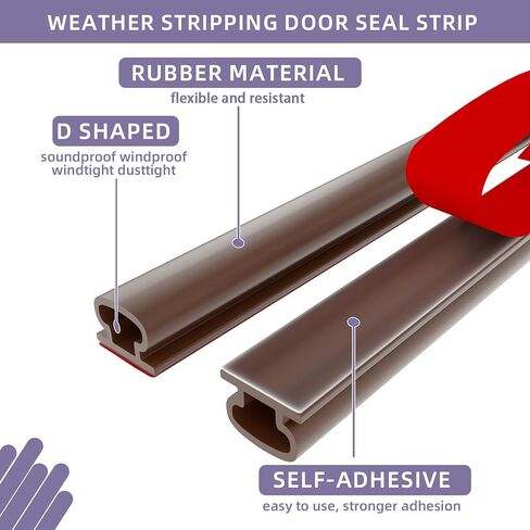 Weather Stripping Door Seal Strip, Door Weather Stripping for Door Frame, Soundproofing Rubber Door Insulation Strip, 33Ft Self-Adhesive Weatherstripping for Doors & Windows (Black)… in Kuwait