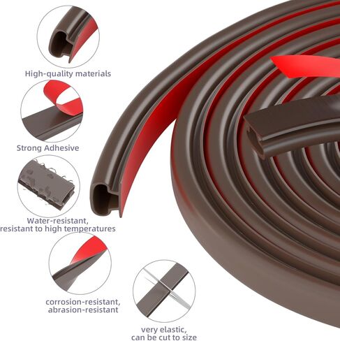 Weather Stripping Door Seal Strip, Door Weather Stripping for Door Frame, Soundproofing Rubber Door Insulation Strip, 33Ft Self-Adhesive Weatherstripping for Doors & Windows (Black)… in Kuwait