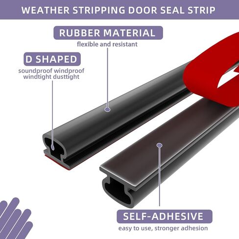 Weather Stripping Door Seal Strip, Door Weather Stripping for Door Frame, Soundproofing Rubber Door Insulation Strip, 33Ft Self-Adhesive Weatherstripping for Doors & Windows (Black)… in Saudi Arabia