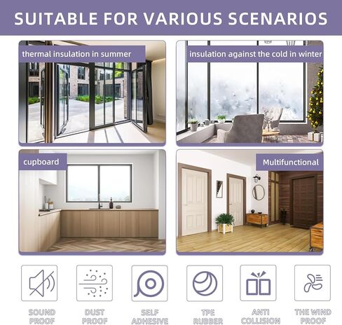 Weather Stripping Door Seal Strip, Door Weather Stripping for Door Frame, Soundproofing Rubber Door Insulation Strip, 33Ft Self-Adhesive Weatherstripping for Doors & Windows (Black)… in Kuwait