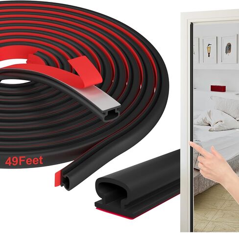 Weather Stripping Door Seal Strip, Door Weather Stripping for Door Frame, Soundproofing Rubber Door Insulation Strip, 33Ft Self-Adhesive Weatherstripping for Doors & Windows (Black)… in Saudi Arabia