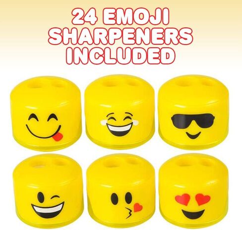 ArtCreativity Emoticon Sharpeners for Kids, Bulk Pack of 24, Emoticon Smile Face Pencil and Crayon Sharpeners, Fun School Supplies for Children, Emoticon Birthday Party Favors for Boys and Girls in Saudi Arabia