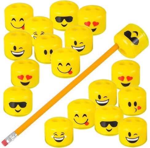 ArtCreativity Emoticon Sharpeners for Kids, Bulk Pack of 24, Emoticon Smile Face Pencil and Crayon Sharpeners, Fun School Supplies for Children, Emoticon Birthday Party Favors for Boys and Girls in Saudi Arabia