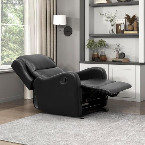 Lexicon Recliner Chair Living Room Reclining Sofa Chair, Home Theater Seating Modern Recliner, Manual Recliner Sofa Chair for Living Room/Office/Apartment, Glider Recliner, Black in Saudi Arabia