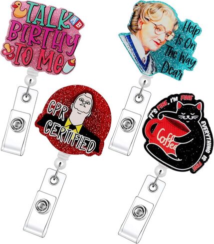 Cute Badge Reels Retractable ID Badge Holder Retractable with Clip,Accessories for Nurse,Student,Teacher, Office Workers, Nurses, Nursing 14 in Saudi Arabia