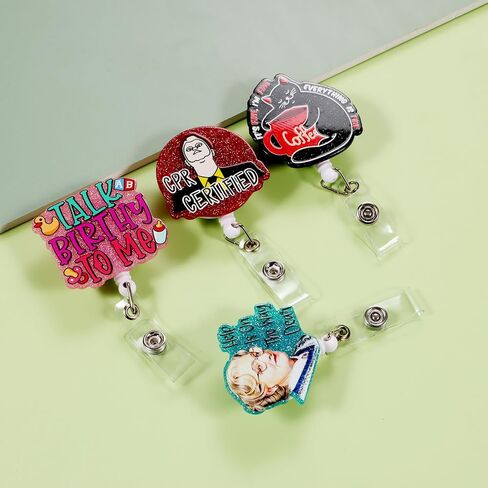 Cute Badge Reels Retractable ID Badge Holder Retractable with Clip,Accessories for Nurse,Student,Teacher, Office Workers, Nurses, Nursing 14 in Saudi Arabia
