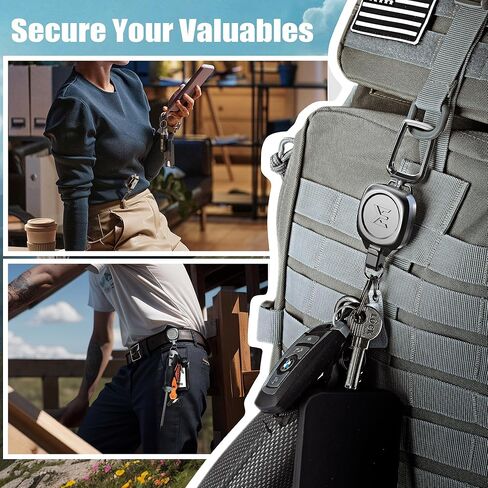 سلسلة مفاتيح معدنية مغناطيسية قابلة للسحب من ELV: حامل شارة عالي التحمل قابل للسحب - بكرة شارة تكتيكية مع حلقة مفاتيح بمشبك حزام قابل للفصل وحبال هاتف (معدنية) in Kuwait