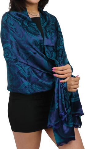 Shiny Saten Authentic Pashmina Shawl - Silky Touch, Gift for Women - Large Shawls and Wraps in Saudi Arabia
