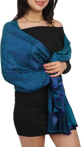 Shiny Saten Authentic Pashmina Shawl - Silky Touch, Gift for Women - Large Shawls and Wraps in Saudi Arabia