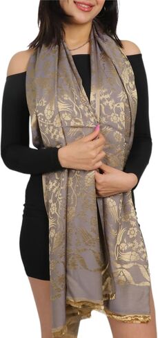 Shiny Saten Authentic Pashmina Shawl - Silky Touch, Gift for Women - Large Shawls and Wraps in Saudi Arabia