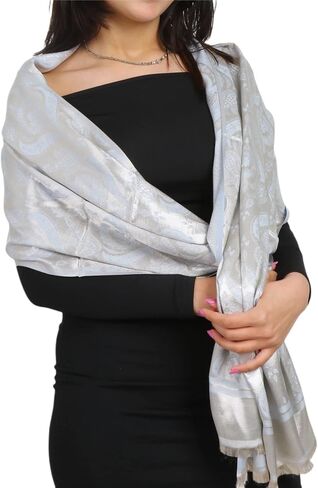 Shiny Saten Authentic Pashmina Shawl - Silky Touch, Gift for Women - Large Shawls and Wraps in Saudi Arabia