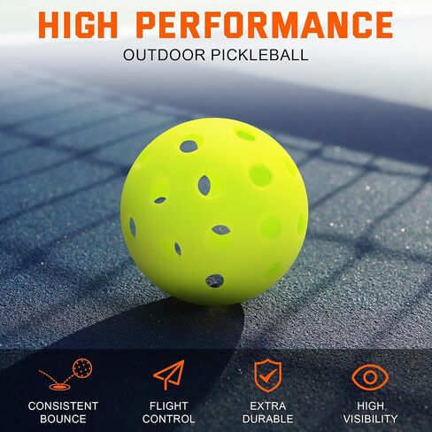 Sukeen Outdoor Pickleball Balls with Mesh Bag, 40 Holes Pickleball Balls Outdoor, High Bounce Pickle Ball for All Style Pickleball Paddles, Outdoor Pickleballs for Beginner Intermediate Player in Saudi Arabia