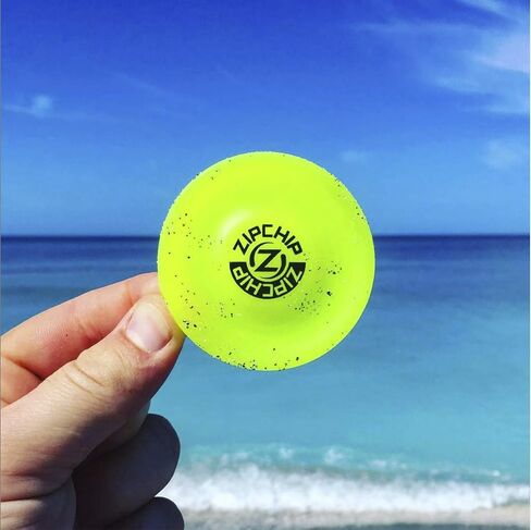 ZipChip - The Original - Made in USA - Mini Flying disc - Soft Rubber - Pocket Size - Lightweight - Indoors/Outdoors - Floats in Water - Unique sidearm Throw - Patented in Saudi Arabia