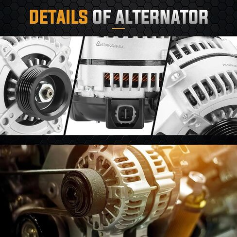 Alternator Replacement Compatible with 2004 2005 2006 2007 Toyota Highlander 3.3L, 2004-2006 Toyota Sienna Lexus RX330 3.3L Replace 400-52140R 104210-3750 in Saudi Arabia