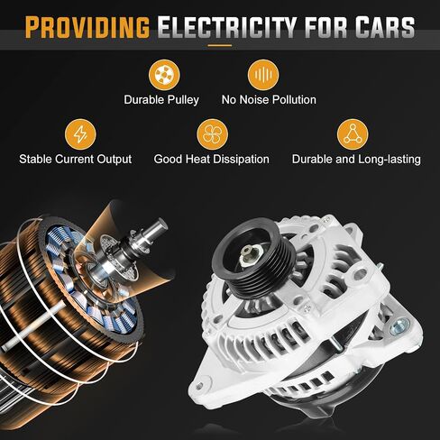 Alternator Replacement Compatible with 2004 2005 2006 2007 Toyota Highlander 3.3L, 2004-2006 Toyota Sienna Lexus RX330 3.3L Replace 400-52140R 104210-3750 in Saudi Arabia