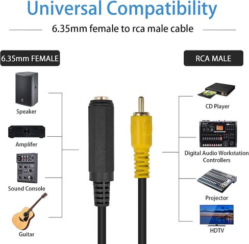 Duttek RCA to 1/4 Adapter Cable 12 Inch/30cm, 1/4 to RCA Adapter Cable, 1/4 Female to RCA Male Interconnect Audio Adapter Conversion Plug Exquisite Pure Copper Adapter Cable for AV Receiver, Amplifier in Saudi Arabia